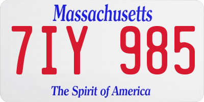 MA license plate 7IY985