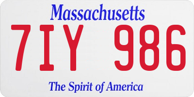 MA license plate 7IY986