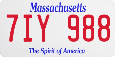 MA license plate 7IY988