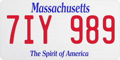 MA license plate 7IY989