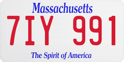 MA license plate 7IY991