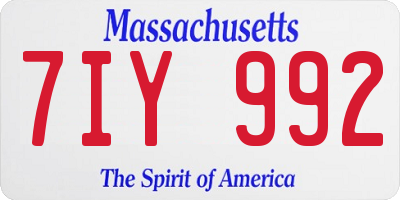 MA license plate 7IY992