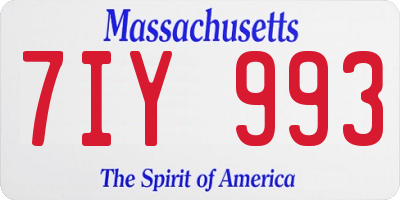 MA license plate 7IY993