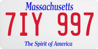 MA license plate 7IY997