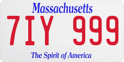 MA license plate 7IY999