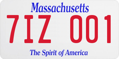 MA license plate 7IZ001
