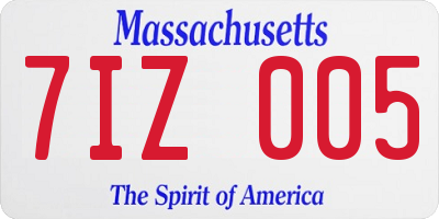MA license plate 7IZ005