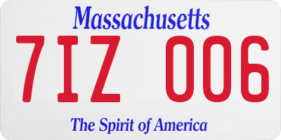 MA license plate 7IZ006
