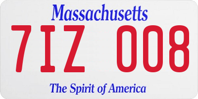 MA license plate 7IZ008