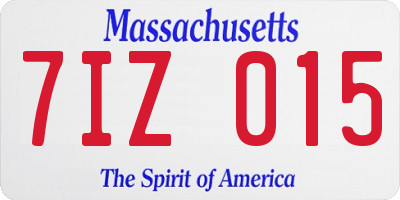 MA license plate 7IZ015