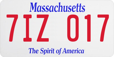 MA license plate 7IZ017
