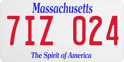 MA license plate 7IZ024