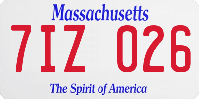 MA license plate 7IZ026