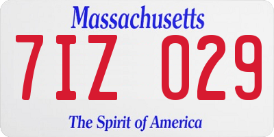 MA license plate 7IZ029