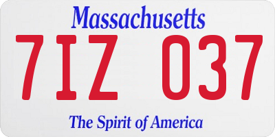 MA license plate 7IZ037