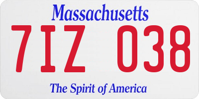 MA license plate 7IZ038