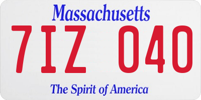 MA license plate 7IZ040