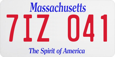 MA license plate 7IZ041