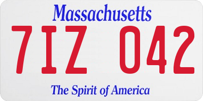 MA license plate 7IZ042