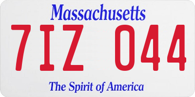 MA license plate 7IZ044