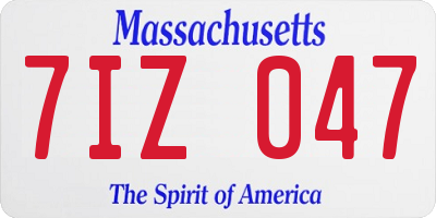 MA license plate 7IZ047