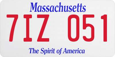 MA license plate 7IZ051