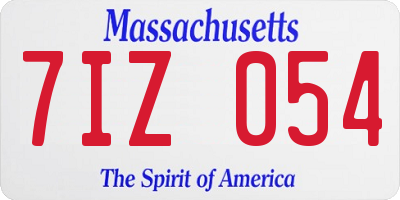 MA license plate 7IZ054