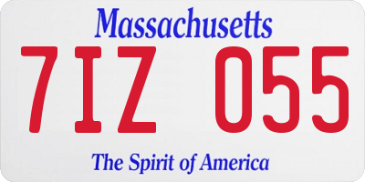 MA license plate 7IZ055