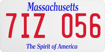 MA license plate 7IZ056