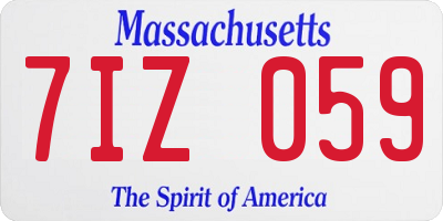 MA license plate 7IZ059