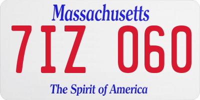 MA license plate 7IZ060