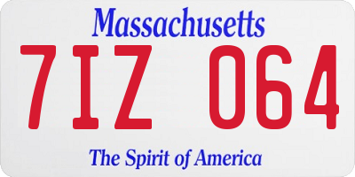 MA license plate 7IZ064