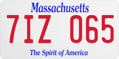MA license plate 7IZ065