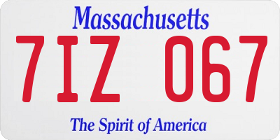 MA license plate 7IZ067