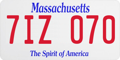 MA license plate 7IZ070