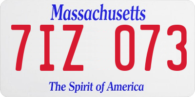 MA license plate 7IZ073