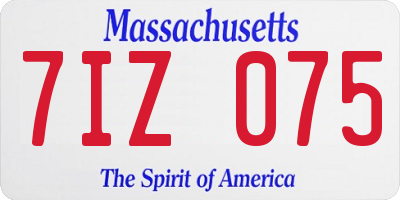 MA license plate 7IZ075
