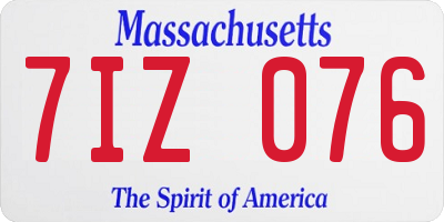 MA license plate 7IZ076