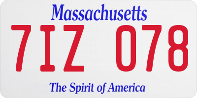MA license plate 7IZ078