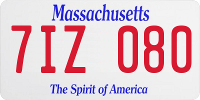 MA license plate 7IZ080
