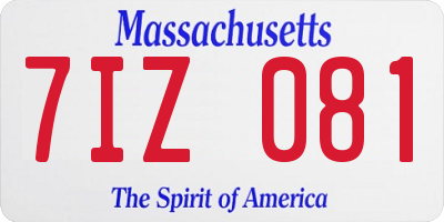 MA license plate 7IZ081