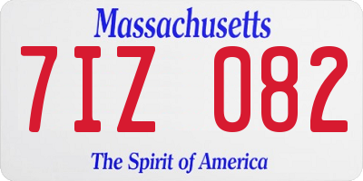 MA license plate 7IZ082