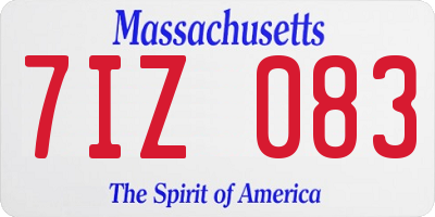 MA license plate 7IZ083