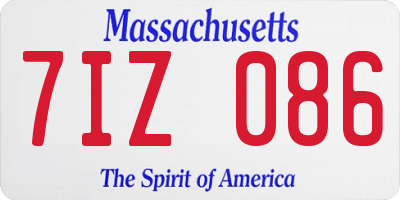 MA license plate 7IZ086