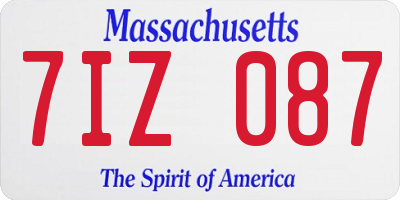 MA license plate 7IZ087
