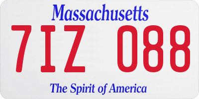 MA license plate 7IZ088