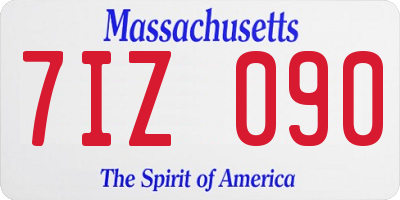 MA license plate 7IZ090