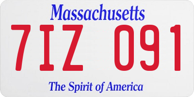 MA license plate 7IZ091
