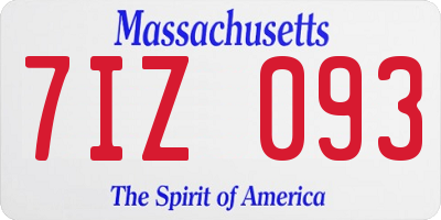 MA license plate 7IZ093
