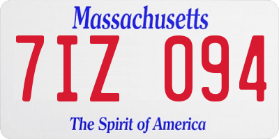 MA license plate 7IZ094